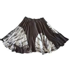 Artka Tie Dye Midi Skirt Womens Large Grey White Boho Grunge emboideref Art wear